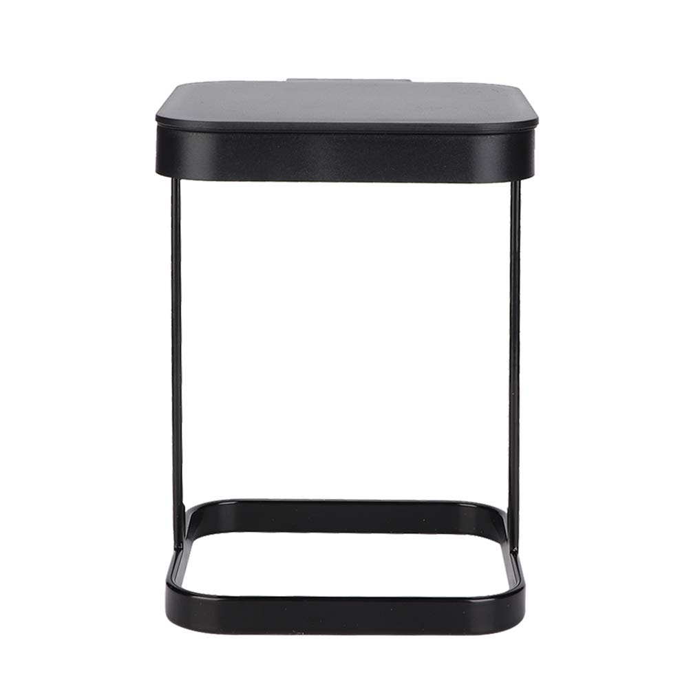 Stainless Steel Mini Trash Can - 4.7x5.4x6.5 Inch Small Garbage Bin with Lid for Kitchen, Bathroom, Office & Outdoor Use - Durable Iron Waste Basket with Bag Holder (Black) - Perfect for Countertops, Desks, RVs and Camping