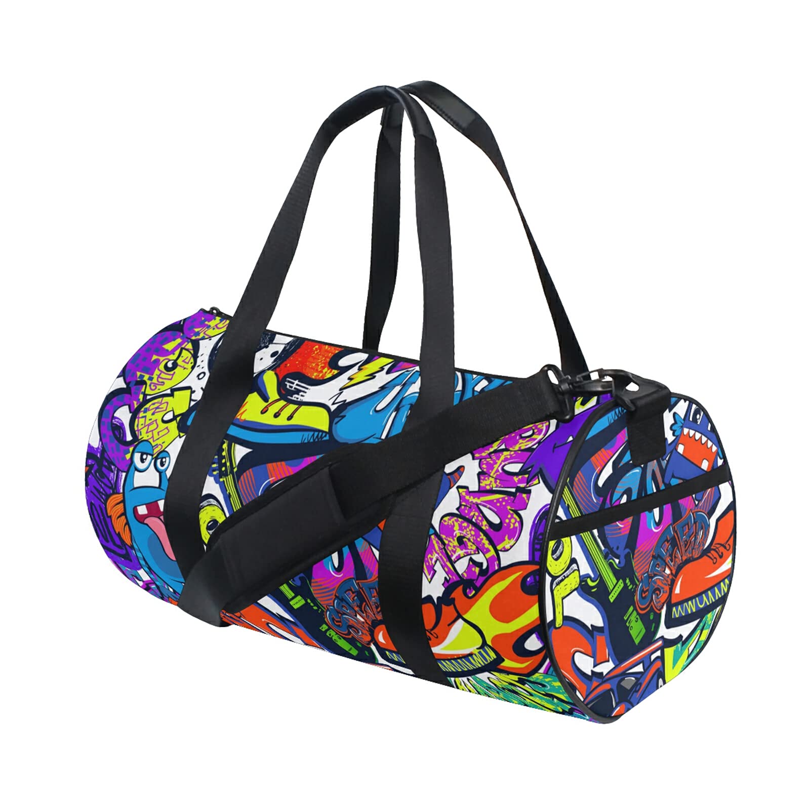 Stylish Printed Canvas Gym Bag - 17.6 x 9 x 9 Inches Durable Duffel Bag for Travel, Workout & Business - Perfect for Gym, Sports & Weekend Getaways