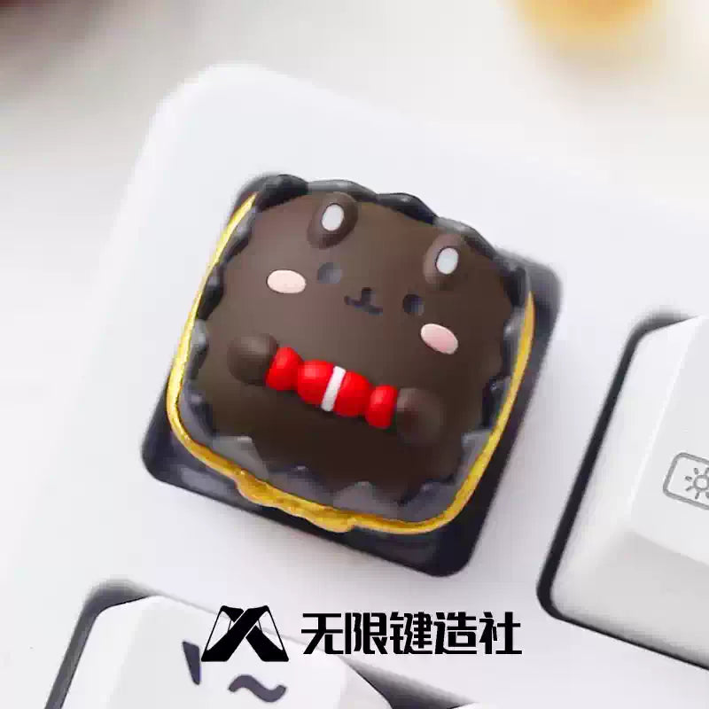 Custom Cute Chocolate Bear Resin Artisan Keycaps - Handmade Personalized Mechanical Keyboard Keycaps for Gaming & Typing Enthusiasts - Perfect for Custom Keyboards, Gifts & Collectibles