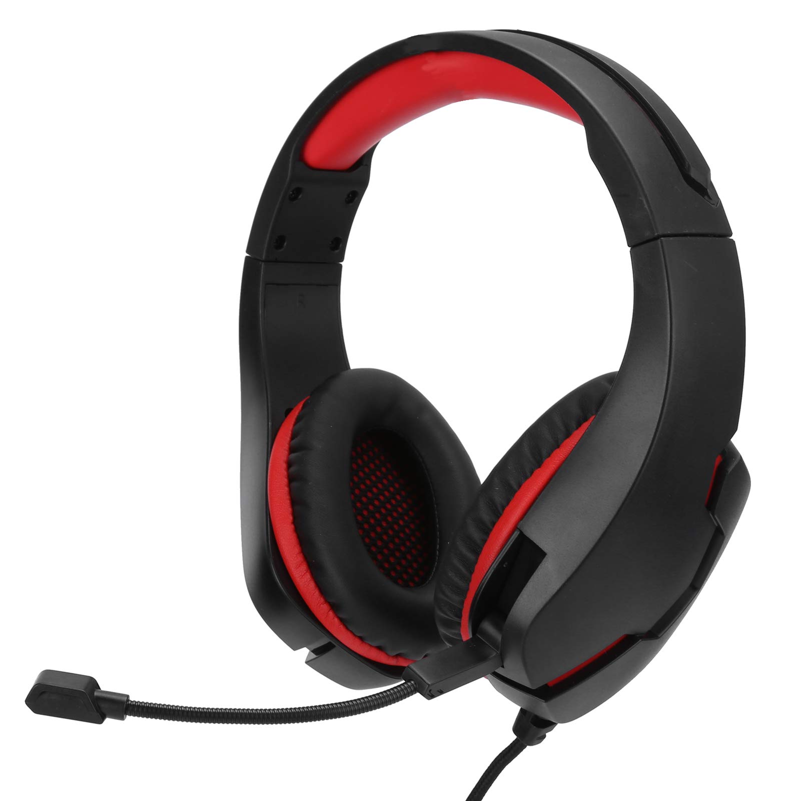 Sutinna Ergonomic Protein Leather Headset with Earmuffs - Over-Ear Headphones for PC, Laptop, Tablet & Phone (Black Red) - Perfect for Gaming, Office Work & Online Meetings