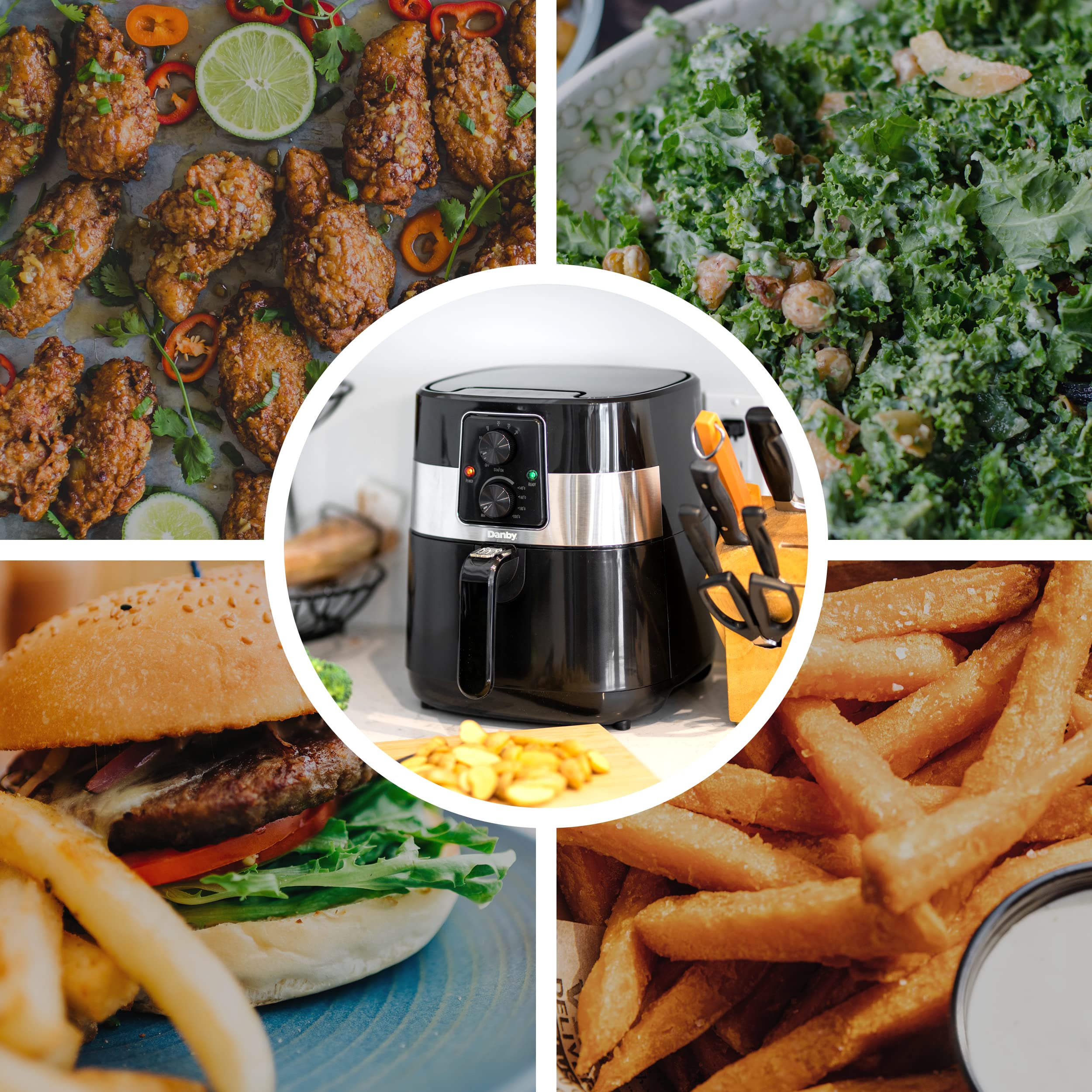 Danby DBAF03224BD11 3.2 Quart (3.5L) Black Air Fryer with Digital Timer, Adjustable Temperature Control & Removable Basket - Perfect for Healthy Cooking, Snacks & Family Meals