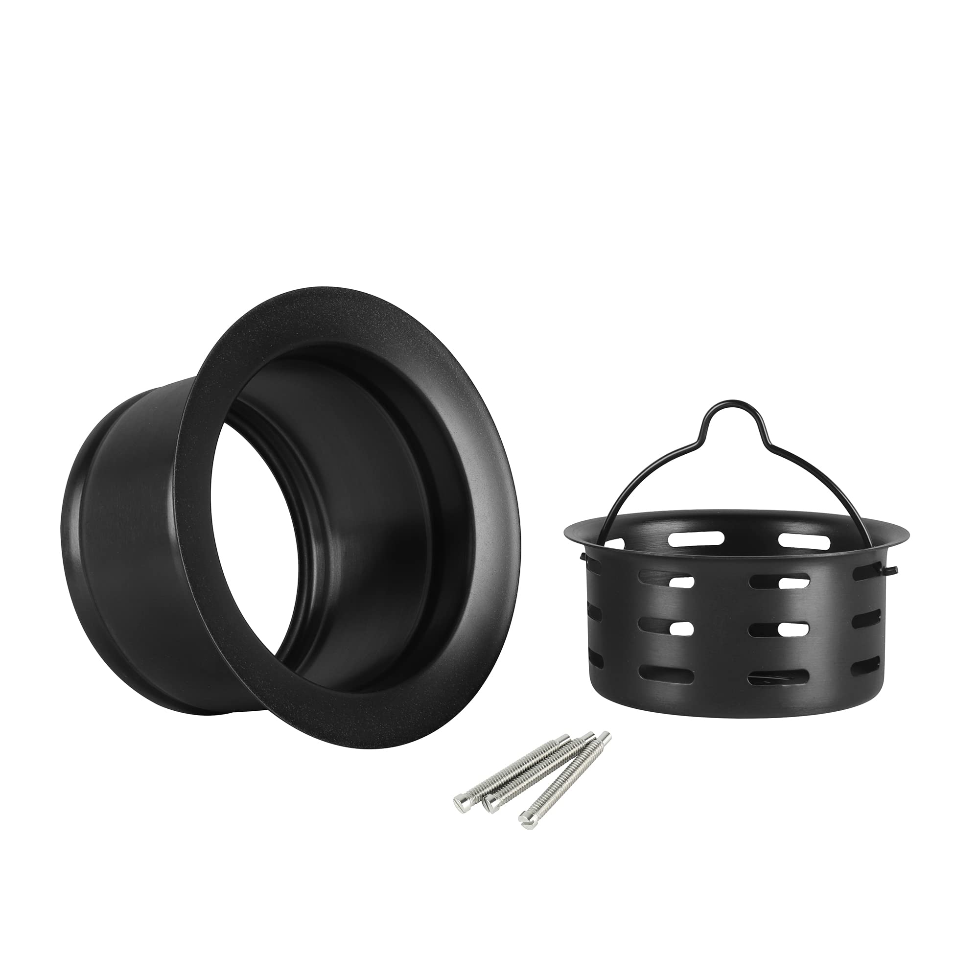 **LQS Extended Sink Flange with Deep Basket Strainer – 3-1/2 Inch Standard Sink Drain Hole – Black Deep Garbage Disposal Sink Flange for Kitchen Sink – Perfect for Clog Prevention & Easy Cleaning**