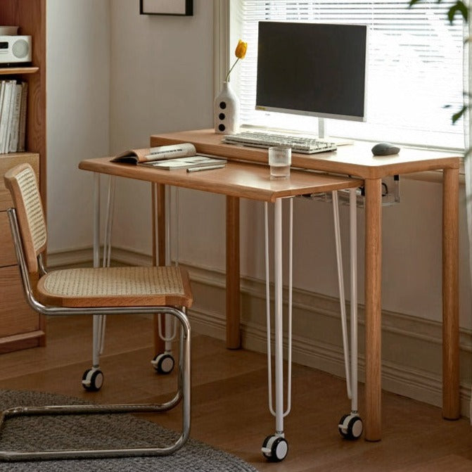 Solid Oak Wood Two-Tier Stackable Office Desk - Perfect for Home Office, Workspace & Small Business Use