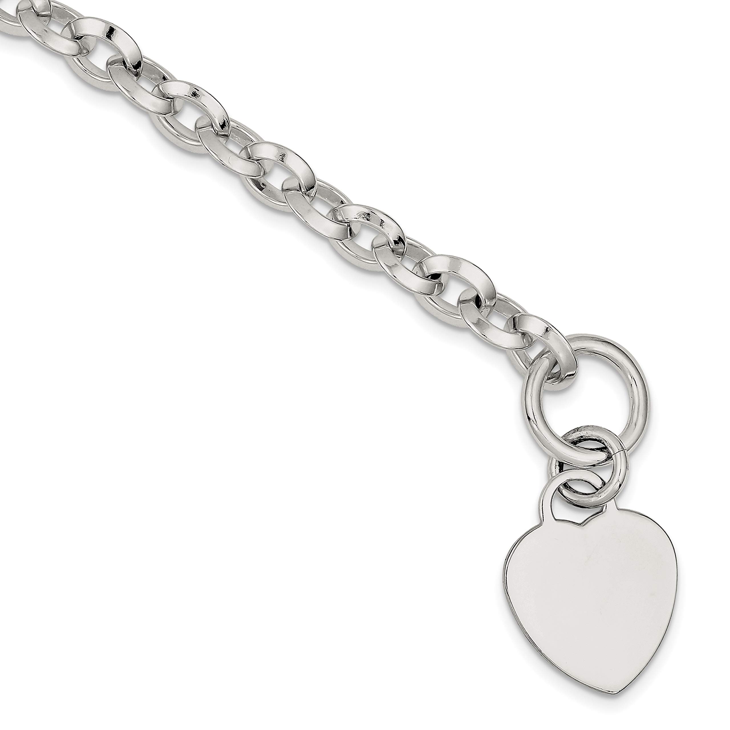 Elegant Sterling Silver Engraveable Heart Disc Toggle Bracelet - Perfect for Gifts, Anniversaries & Special Occasions