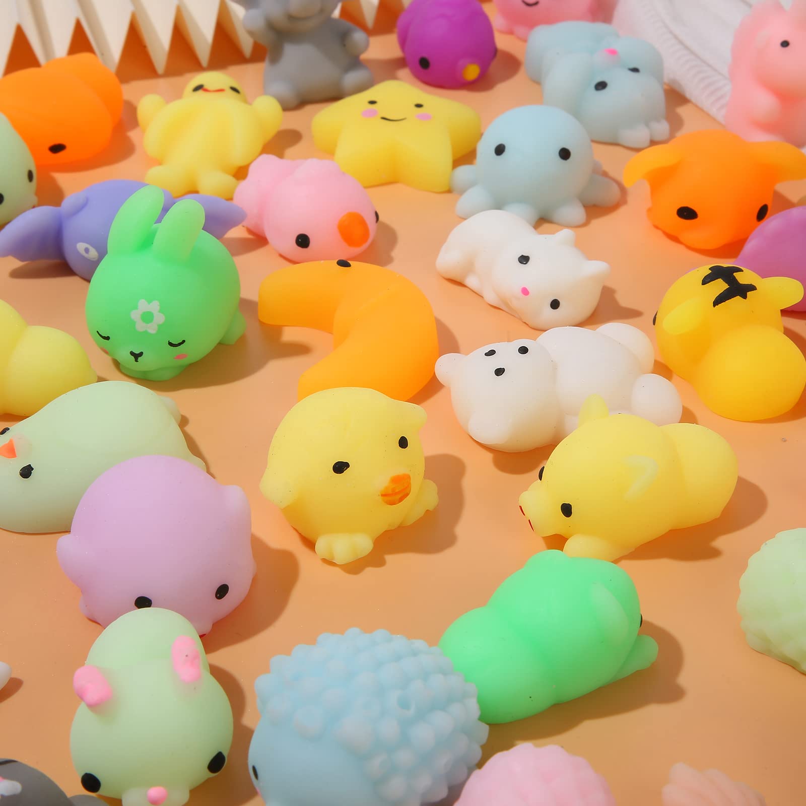 Bingcute 72 PCS Mochi Squishy Toys - Kawaii Squishy Animals for Kids, Party Favors, Classroom Prizes, Easter Basket Fillers & Stress Relief - Bulk Squishies for Sensory Play, Pinata Stuffers & Fidget Toys
