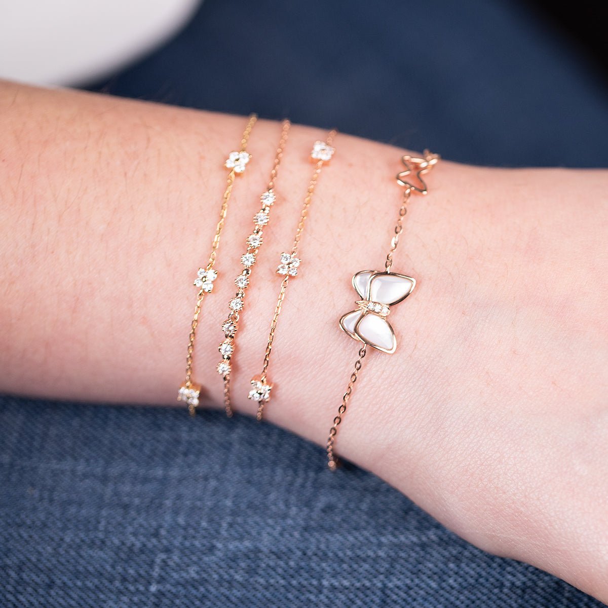 14K Rose Gold Mini Diamond Bezel Tennis Bracelet for Women - Elegant Everyday Jewelry & Special Occasion Gift