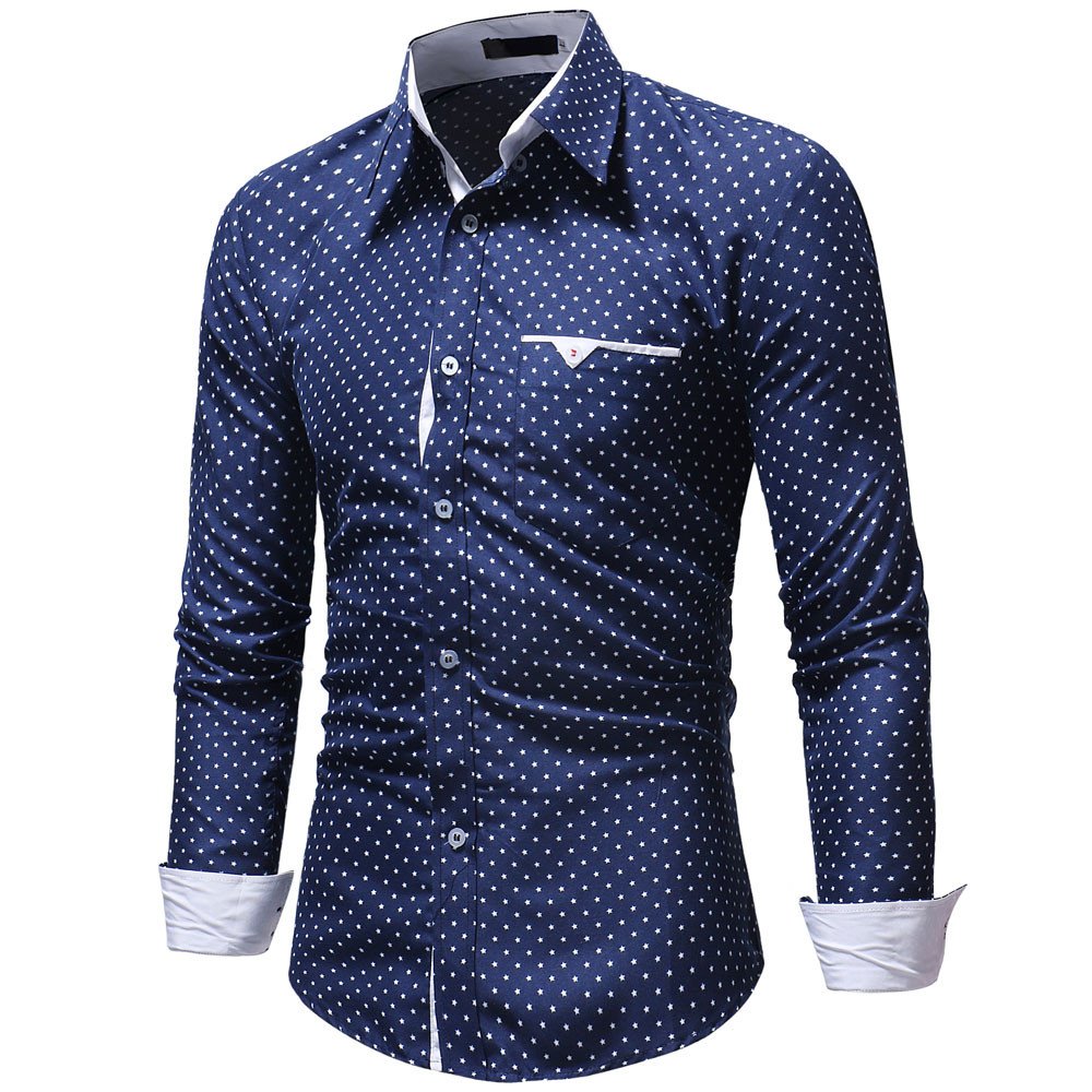 WUAI Men's Slim Fit Long Sleeve Dress Shirt - Paisley Printed Cotton Business Casual Button Down Shirt for Office, Wedding & Formal Occasions