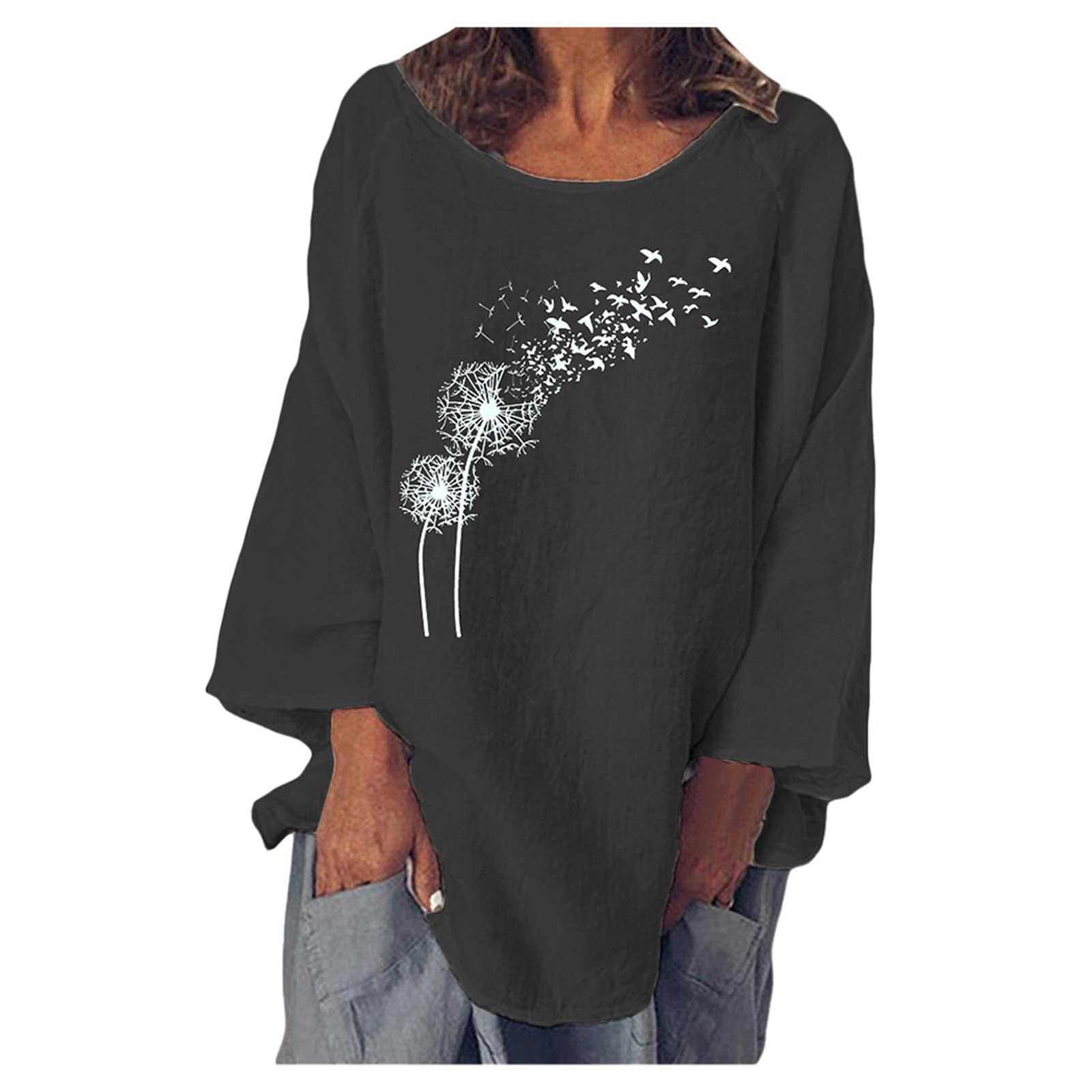 Women's Fashion Casual Long Sleeve Round Neck Cotton Printed T-Shirt Blouse - Perfect for Daily Wear, Office Outfits & Weekend Relaxation