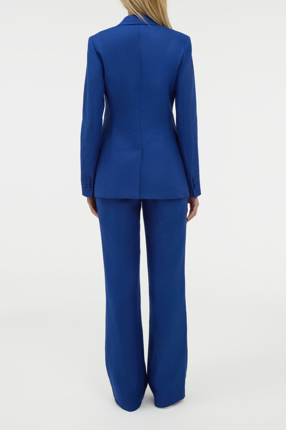Vesta Flare Pant in Cobalt Linen Twill - Women's High Waisted Wide Leg Pants for Work, Office & Casual Wear | Comfortable Stretch Fabric for All-Day Wear
