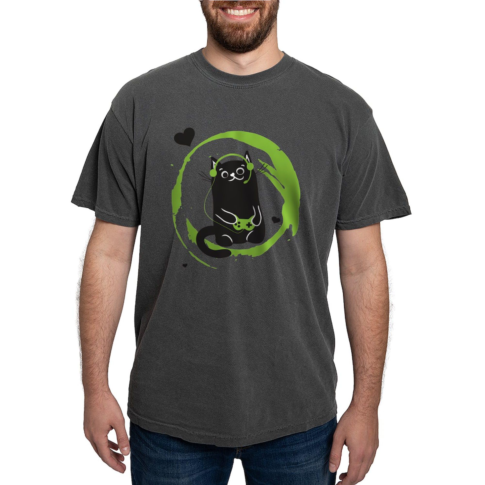 Gamer Cat T-Shirt for Men - Comfort Colors Soft Cotton Tee - Perfect for Gaming, Casual Wear & Gifts