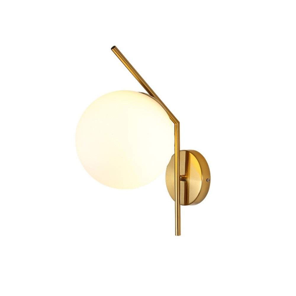 Nordic Modern Adjustable Wall Lamp - Golden Brass & Clear Glass Ball Fixture for Restaurant, Loft, Patio, Bedroom Decor | Dimmable Lighting for Dining Room, Corridor, Aisle & Living Room