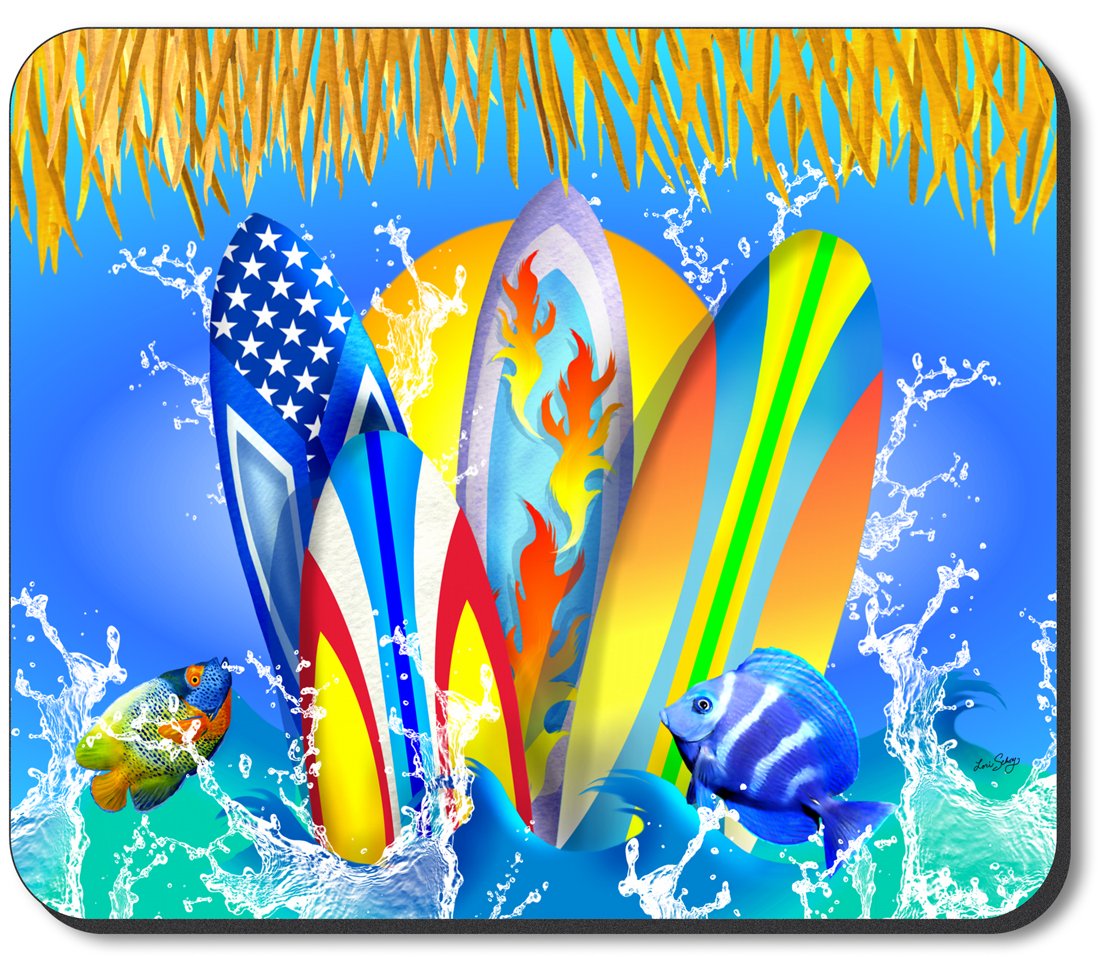 Premium Art Plates Brand Mouse Pad with Surfboard Design - Non-Slip Gaming & Office Desk Mat for Computers, Laptops - Perfect for Work, Gaming, and Home Office Use