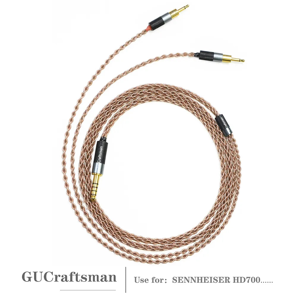 Premium GUCraftsman 6N Single Crystal Copper Headphone Cable for Sennheiser HD700 - High-Fidelity Audio Upgrade for Audiophiles & Studio Professionals