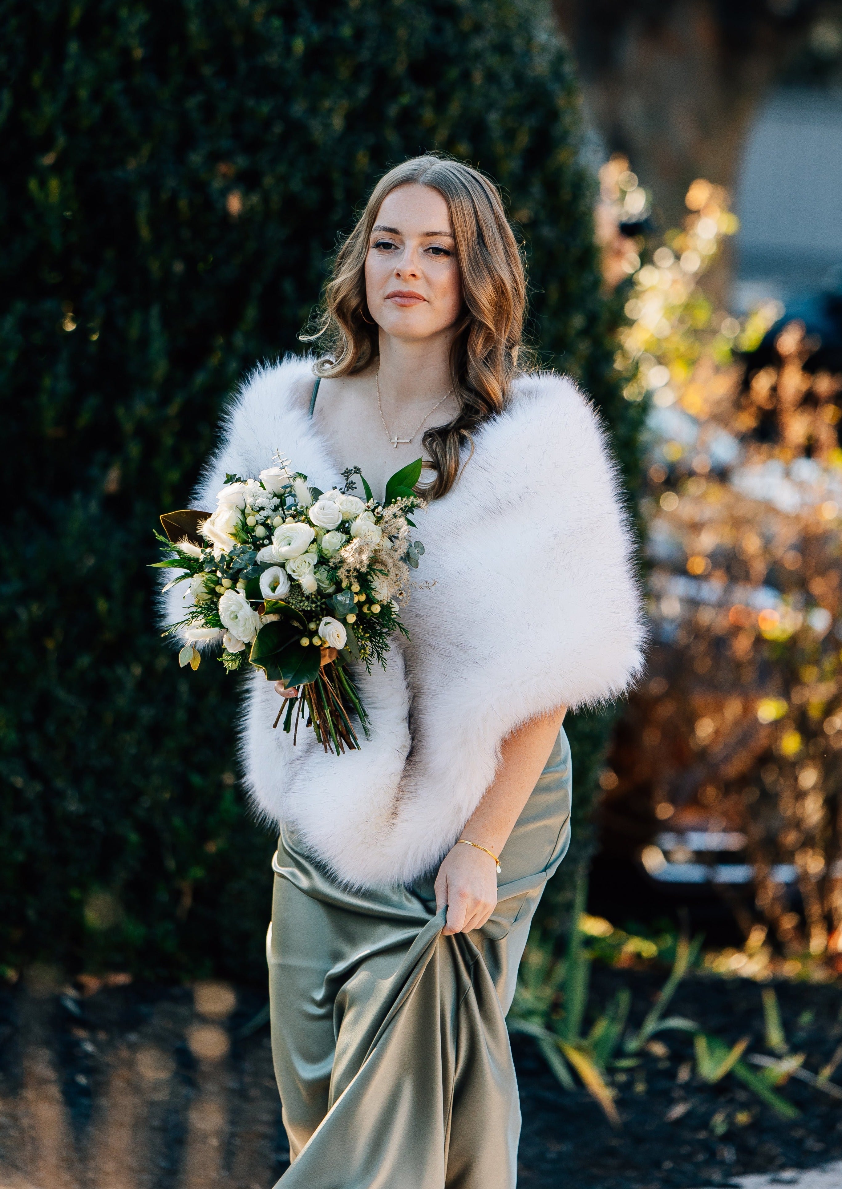 Ivory and Black Fur Coat (Lilian Wht03) - Elegant Winter Outerwear for Women, Perfect for Parties, Weddings & Cold Weather Fashion