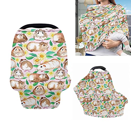 ZPINXIGN Guinea Pig Car Seat Cover - Soft Baby Car Seat Canopy for Girls, Nursing Cover for Breastfeeding, Multi-Use Cozy Blanket & Scarf - Perfect for Strollers, Shopping Carts & Outdoor Activities
