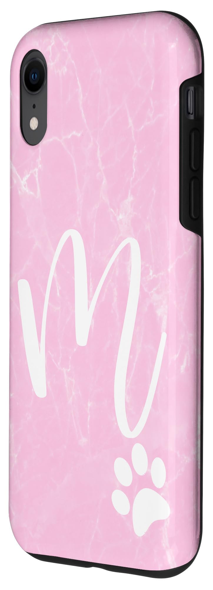 iPhone XR Dog Mom Phone Case - Personalized Letter M & Pink Paw Print Design | Perfect Gift for Dog Lovers & Pet Owners