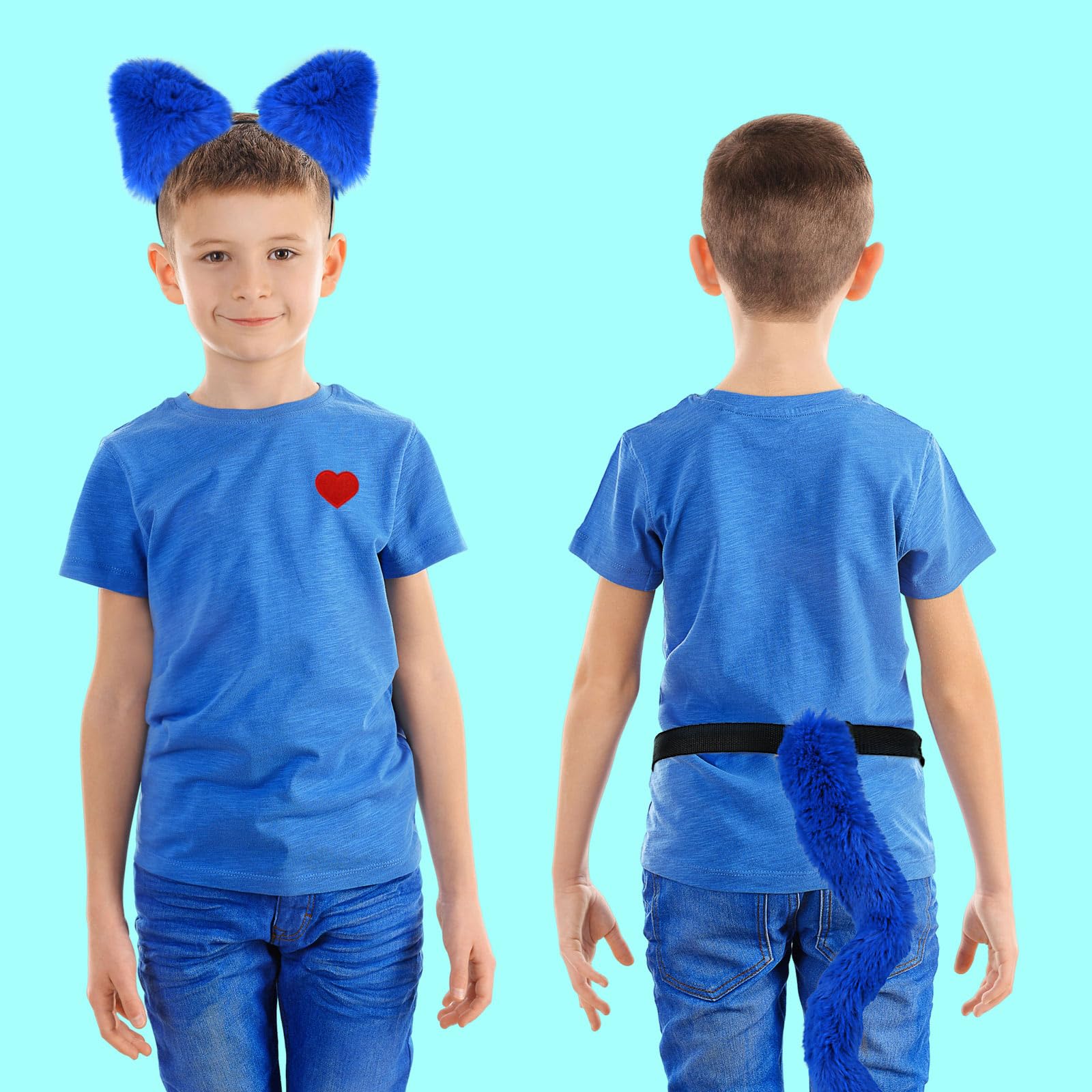 Fluffy Cat Ears Headband with Matching Tail - Halloween Costume Accessories for Women & Girls - Kitty Cosplay Set for Parties, Anime Conventions & Dress-Up Play
