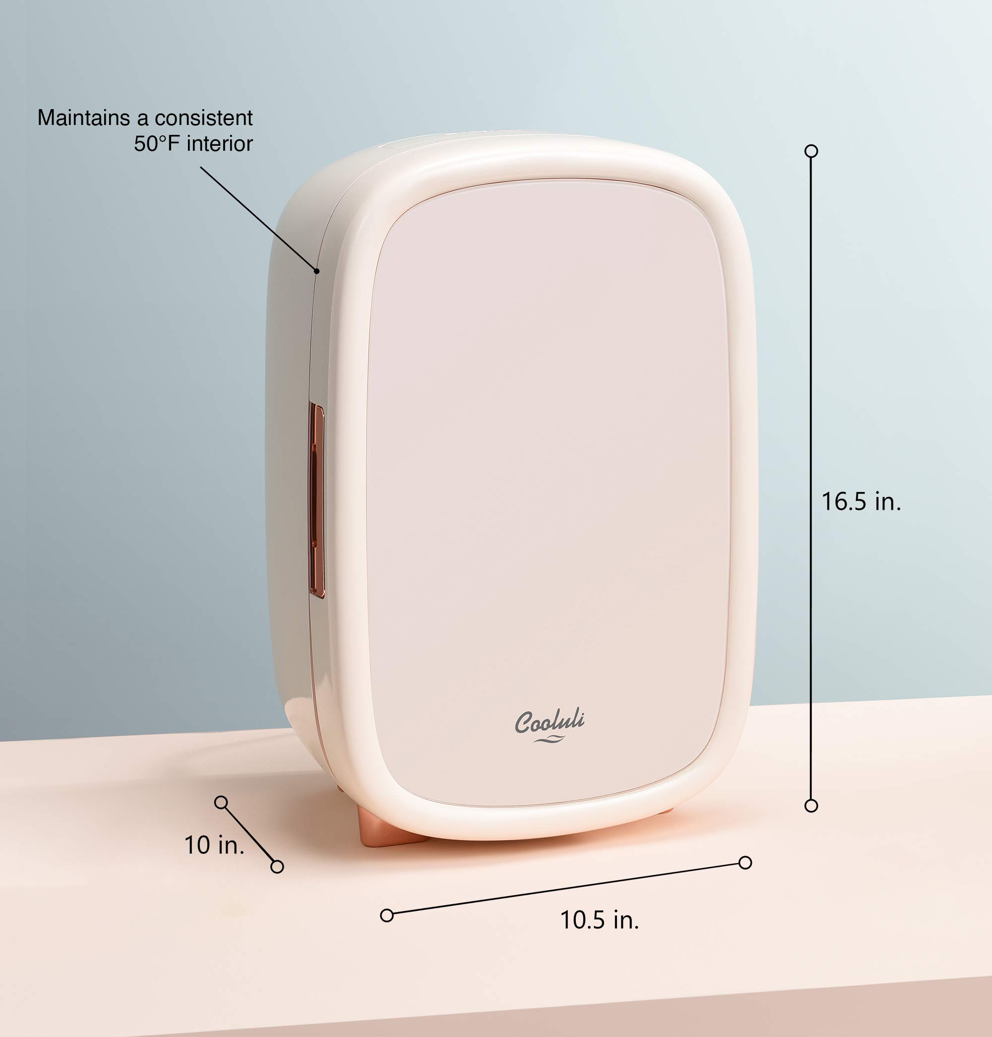 Cooluli B12LW 12L Mini Beauty Fridge for Skincare & Cosmetics - Compact Refrigerator for Makeup, Perfumes, Medications - Perfect for Bedroom, Bathroom, Dorm & Salon (Pearl White)