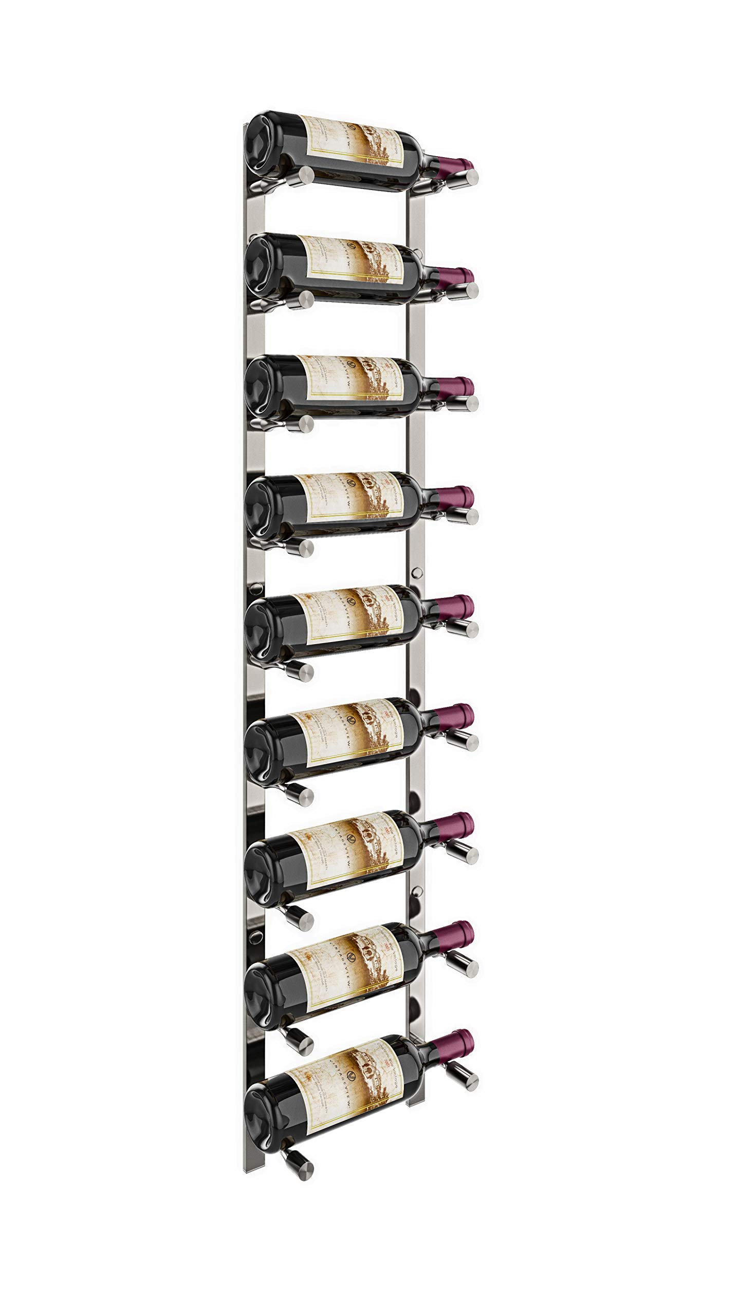 VintageView Vino Pins Flex Wall Mounted Metal Wine Rack System - Gunmetal Finish, Holds 9 Bottles | Perfect for Kitchen, Dining Room & Home Bar Organization