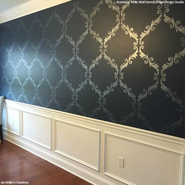 Acanthus Trellis Wall Stencil - Reusable DIY Decorative Painting Template for Home & Garden Décor | Perfect for Walls, Furniture, and Fabric Projects