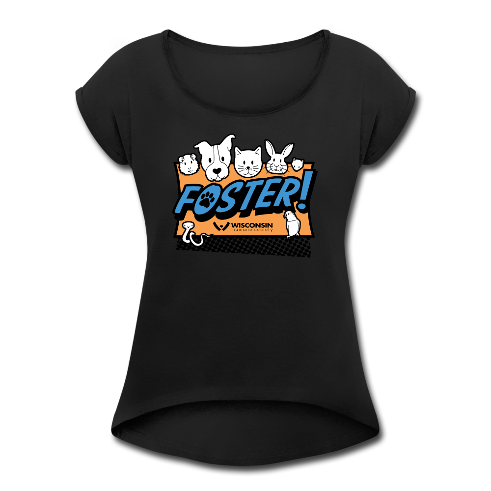 Foster Logo Roll Cuff T-Shirt - Stylish Casual Short Sleeve Tee for Men & Women | Perfect for Everyday Wear, Street Fashion & Outings