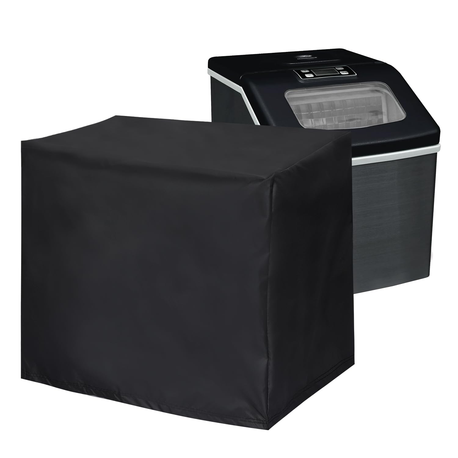 Universal Waterproof Ice Maker Cover - Fits Rice Cooker, Bread Machine & Countertop Appliances for Home, Garage & Office Use - Durable Black Appliance Protector (Great for Kitchen, Workshop & Office Organization)
