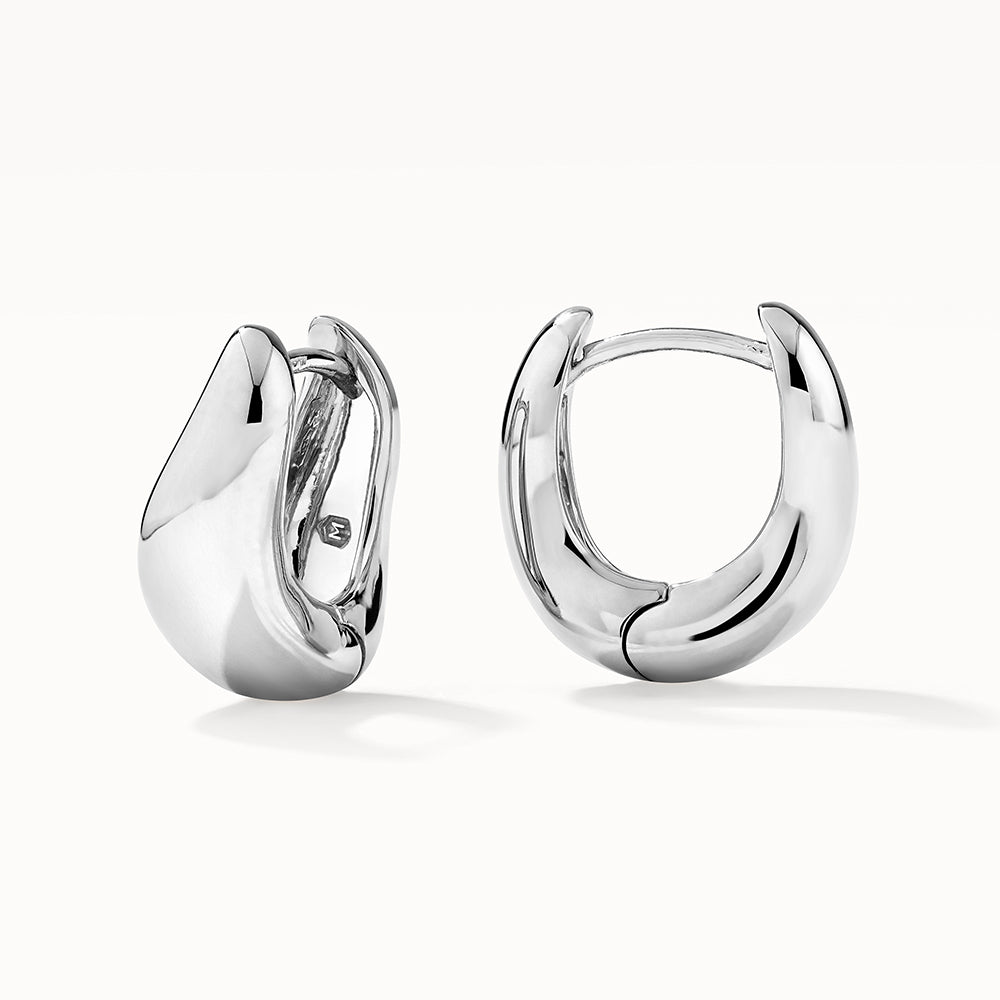 Silver Midi Wave Dome Huggie Earrings for Women - Perfect for Parties, Weddings & Everyday Elegance