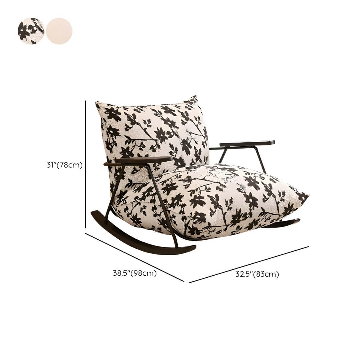 Modern Indoor Rocking Chair with Comfortable Pillow Back, Sturdy Track Arms & Black Legs - Perfect for Living Room, Nursery & Relaxation Spaces