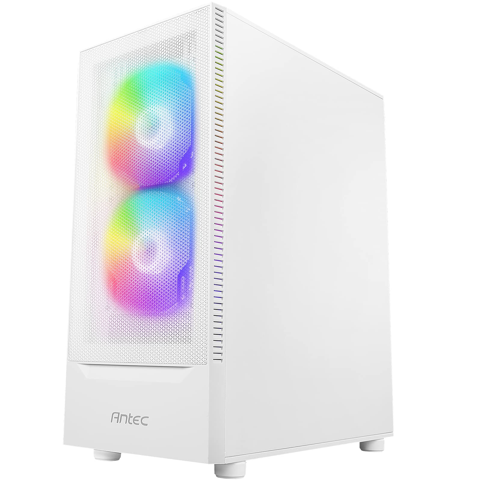Antec NX410 White ATX Mid Tower PC Case with Tempered Glass Side Panel - 2x140mm Front & 1x120mm ARGB Rear Fans Pre-Installed - Gaming Computer Case for Home & Office Builds