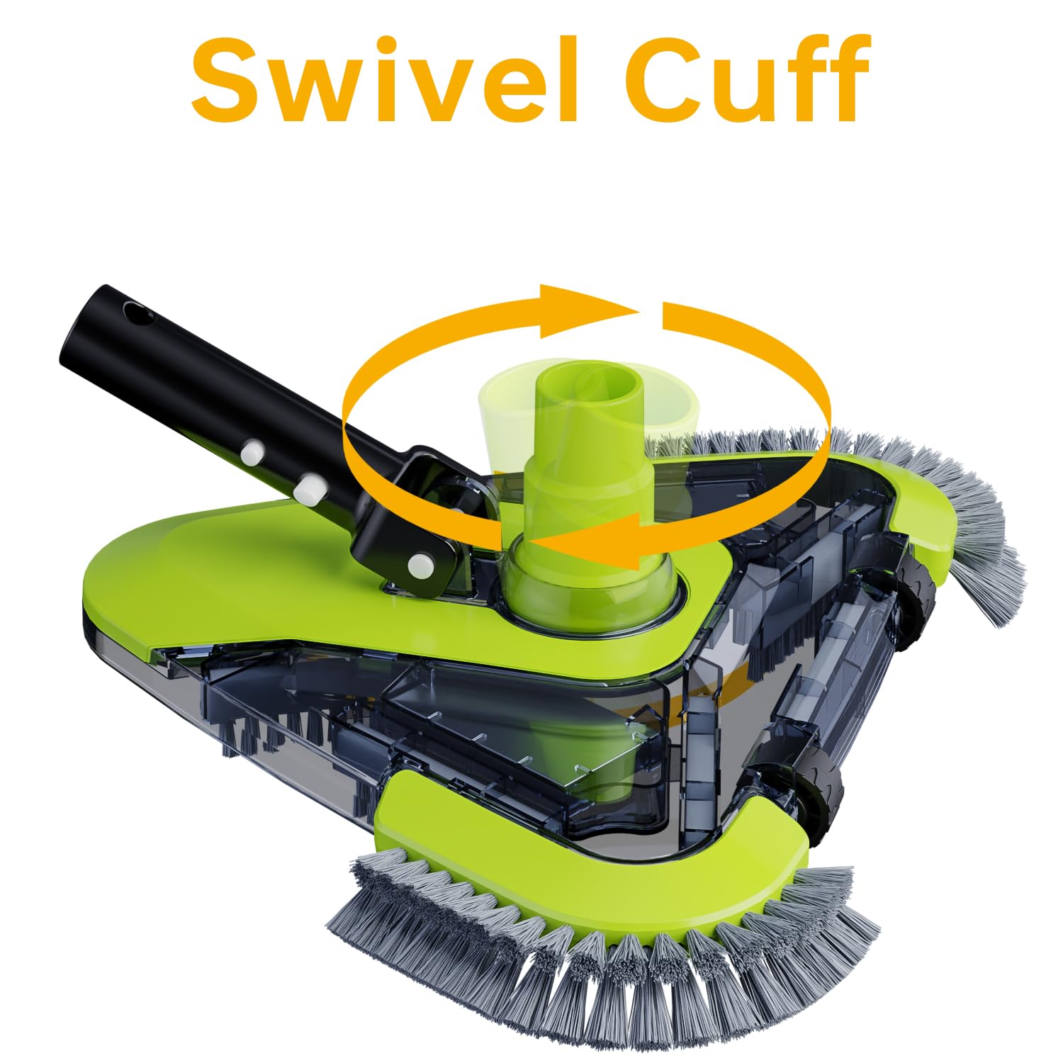 Upgraded Pool Vacuum Head with Wheels & Side Brushes - Universal Rotatable Hose Adapter for Inground & Above Ground Pools - Weighted Triangular Design - Perfect for Pool Cleaning & Maintenance - Ideal for Home, Hotel & Commercial Swimming Pools