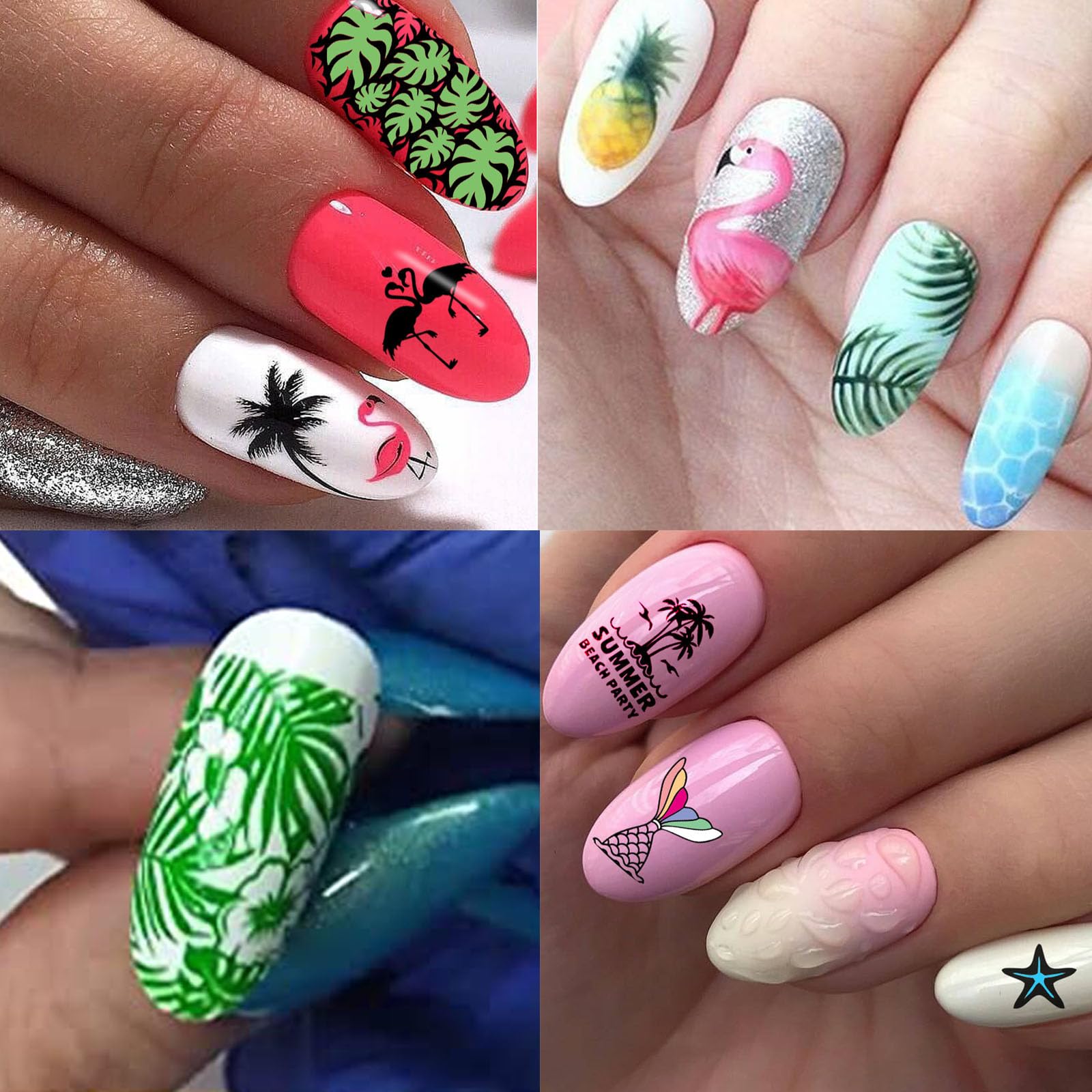3PCS Summer Nail Stamp Plates Set - Mermaid, Flamingo & Floral Designs for DIY Nail Art | Cute Animal & Fruit Stencils for Holiday & Party Nail Designs | Perfect for Summer Vacations, Beach Trips & Nail Salon Use
