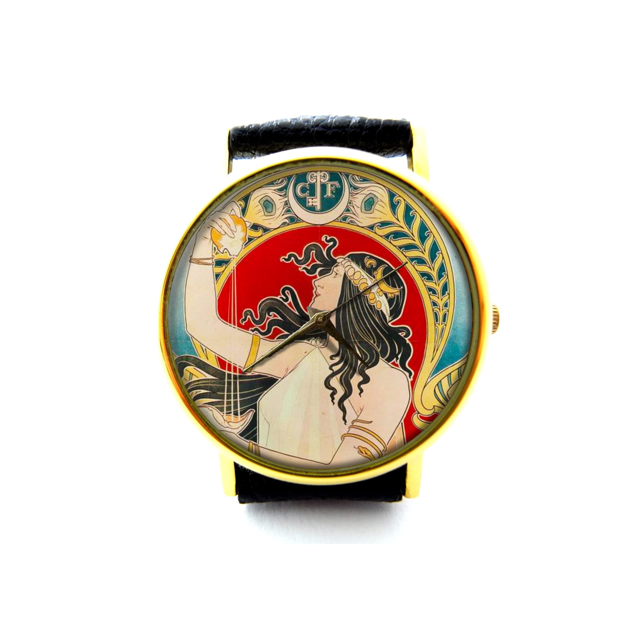 Vintage Gypsy Fortune Teller Leather Watch - Handmade Nouveau Art Timepiece for Women | Romantic Jewelry Gift for Her, Anniversary & Valentine's Day Present | Perfect for Boho Fashion Lovers & Spiritual Seekers