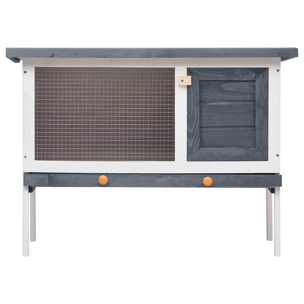 Premium Rabbit Hutch for Small Pets - Guinea Pig Cage, Bunny House with Run, Indoor & Outdoor Wooden Enclosure, 1-Layer Gray - Perfect for Backyard, Garden, or Home Use
