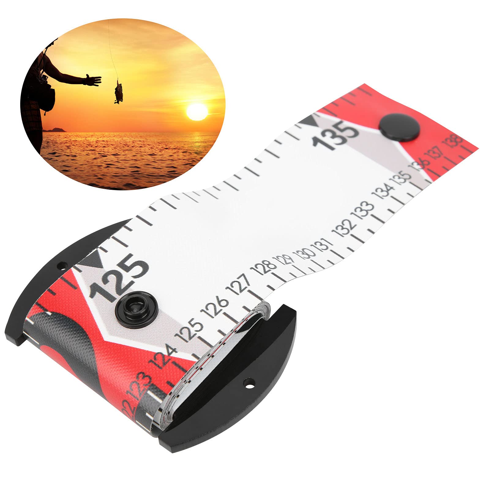 **138x5cm Waterproof Fish Measuring Ruler - Durable Fishing Measurement Tape for Boats, Anglers & Catch Sizing (Red) - Perfect for Freshwater & Saltwater Fishing**