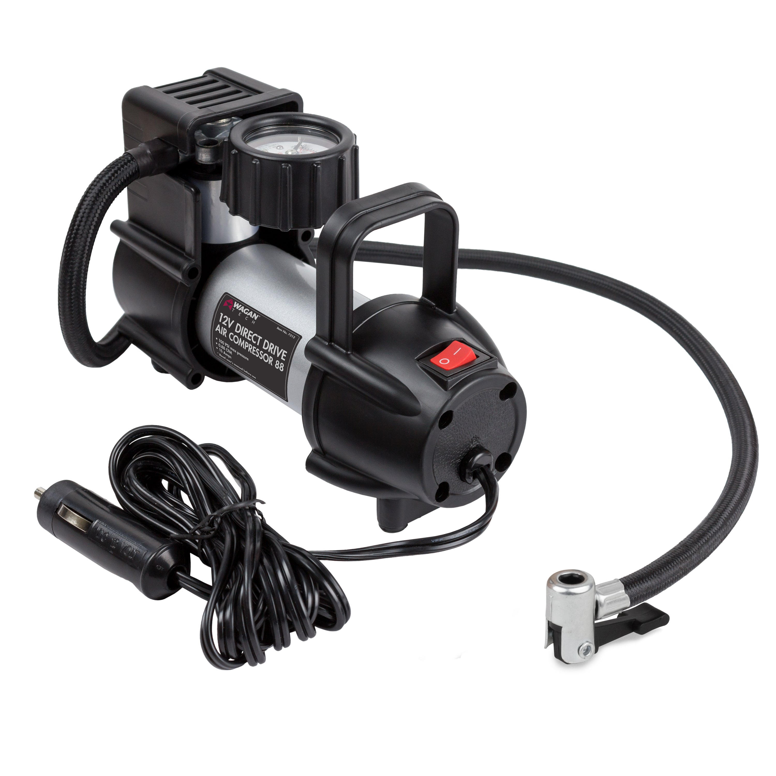 12V Direct Drive Air Compressor 88 - High Performance Portable Air Pump for Cars, Tires & Inflatables - Perfect for Road Trips, Camping & Emergency Use
