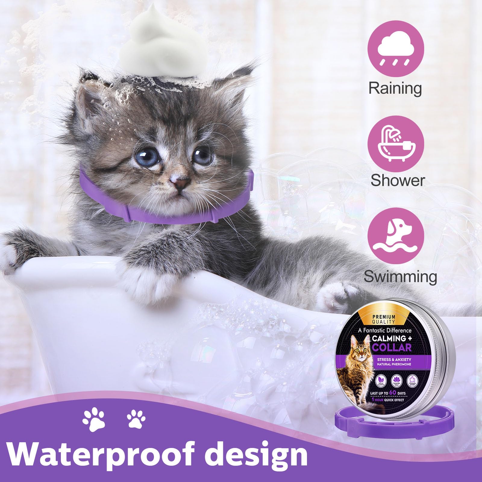 Silkfly 8 Pcs Adjustable Cat Calming Collar with 8 Pendant - Pheromone Collar for Kittens & Cats to Relieve Anxiety, Stress & Behavior Issues - Perfect for Travel, Vet Visits & Multi-Cat Households