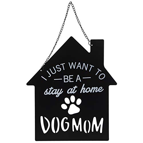 Stay At Home Dog Mom Metal Wall Art - Rustic Home Decor Sign for Pet Lovers - Perfect for Living Room, Bedroom, or Nursery
