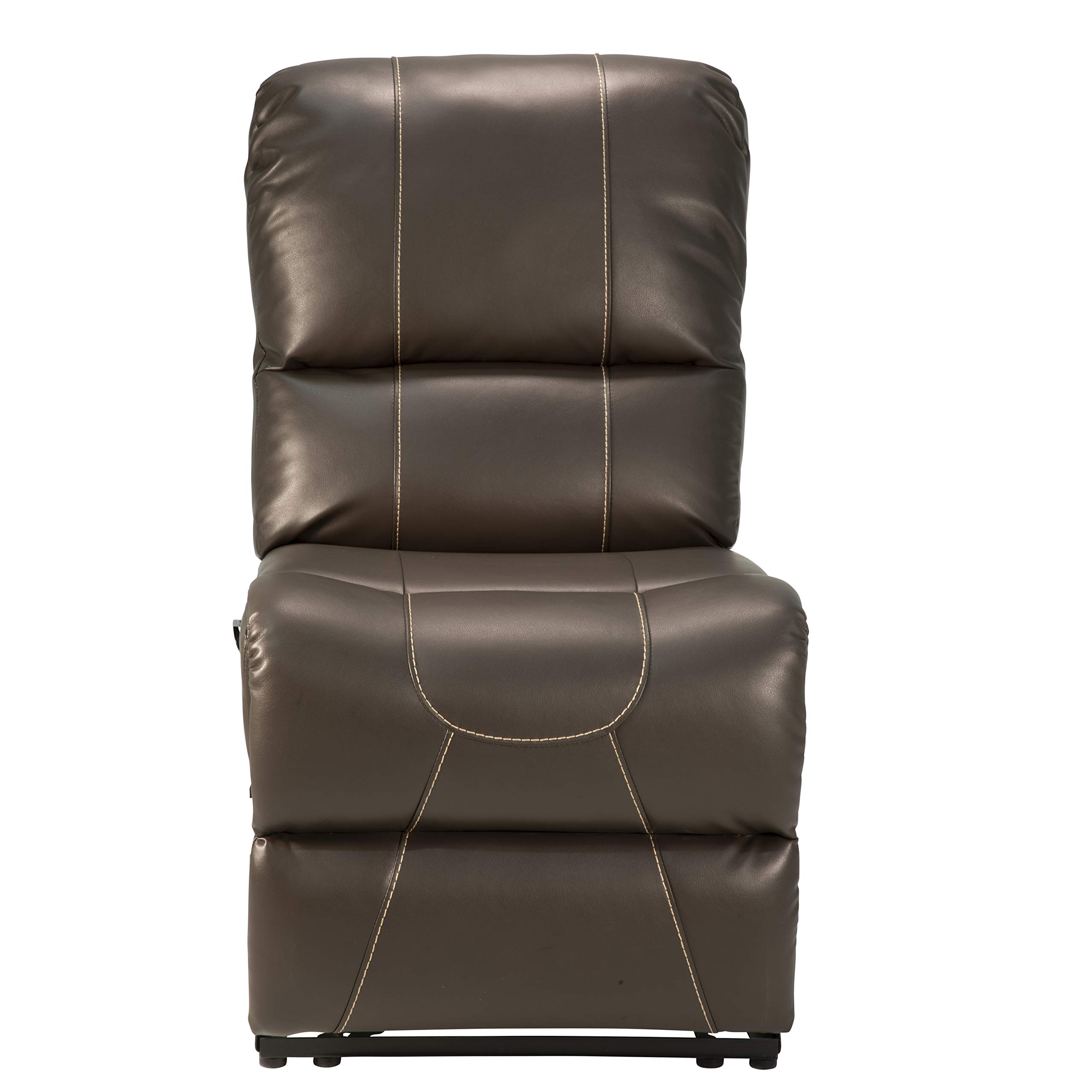 Thomas Payne Heritage Series Armless Recliner - Majestic Chocolate Brown Leather Living Room Chair for Relaxation & Home Theater Seating