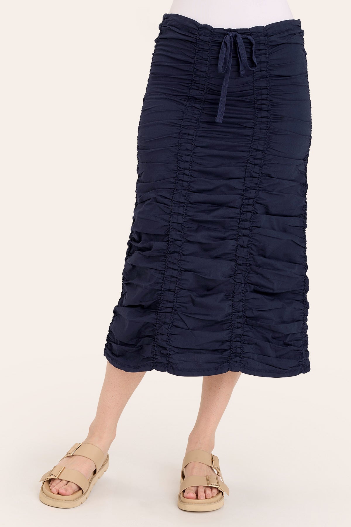 Double Shirred Panel Skirt - Women's Flowy A-Line Midi Skirt with Elastic Waistband | Perfect for Casual Outfits, Summer Dresses & Boho Style