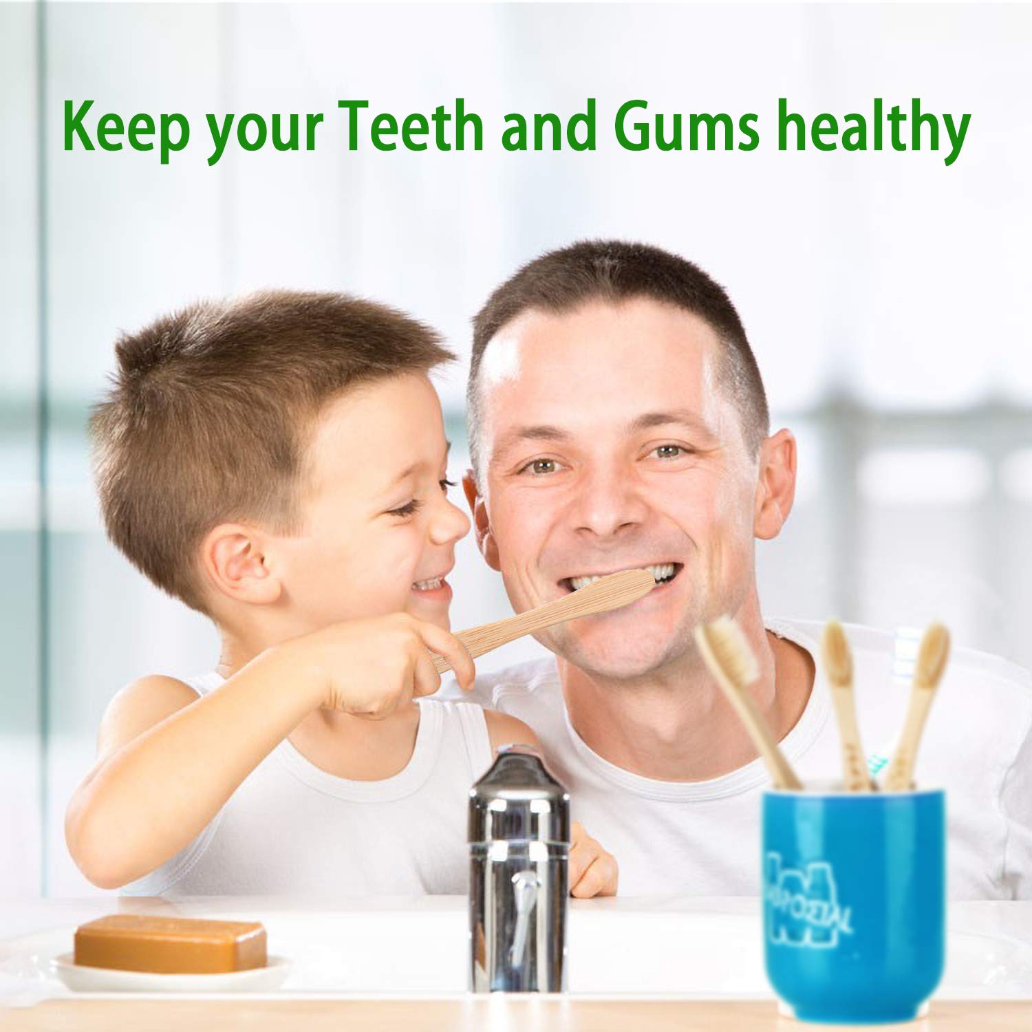 Eco-Friendly Bamboo Toothbrushes for Adults & Kids - Biodegradable Soft Bristle Toothbrushes, Natural Wooden Handle - 10 Pack Family Set for Home, Travel & Sustainable Oral Care