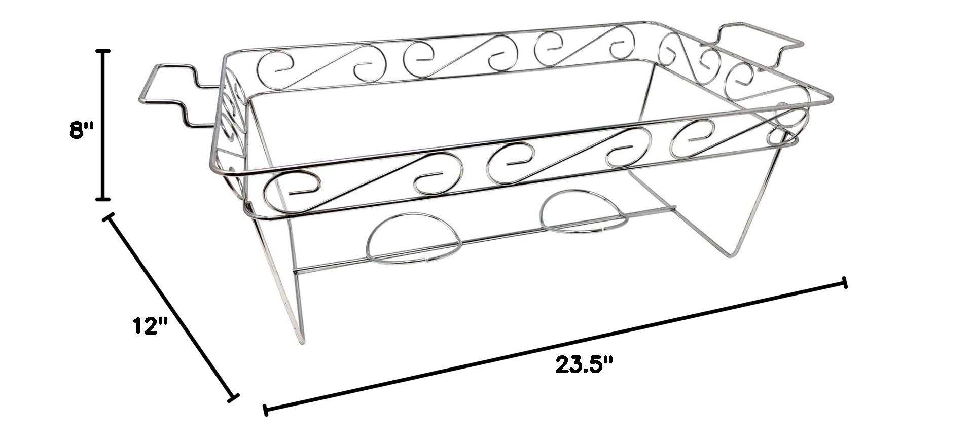 Elegant Full Size Heavy Duty Chafing Rack - Decorative Wire Buffet Stand with Serving Trays Frame for Food Warming - Chrome Finish (Case of 12) - Perfect for Catering, Buffets, Weddings, and Party Serving