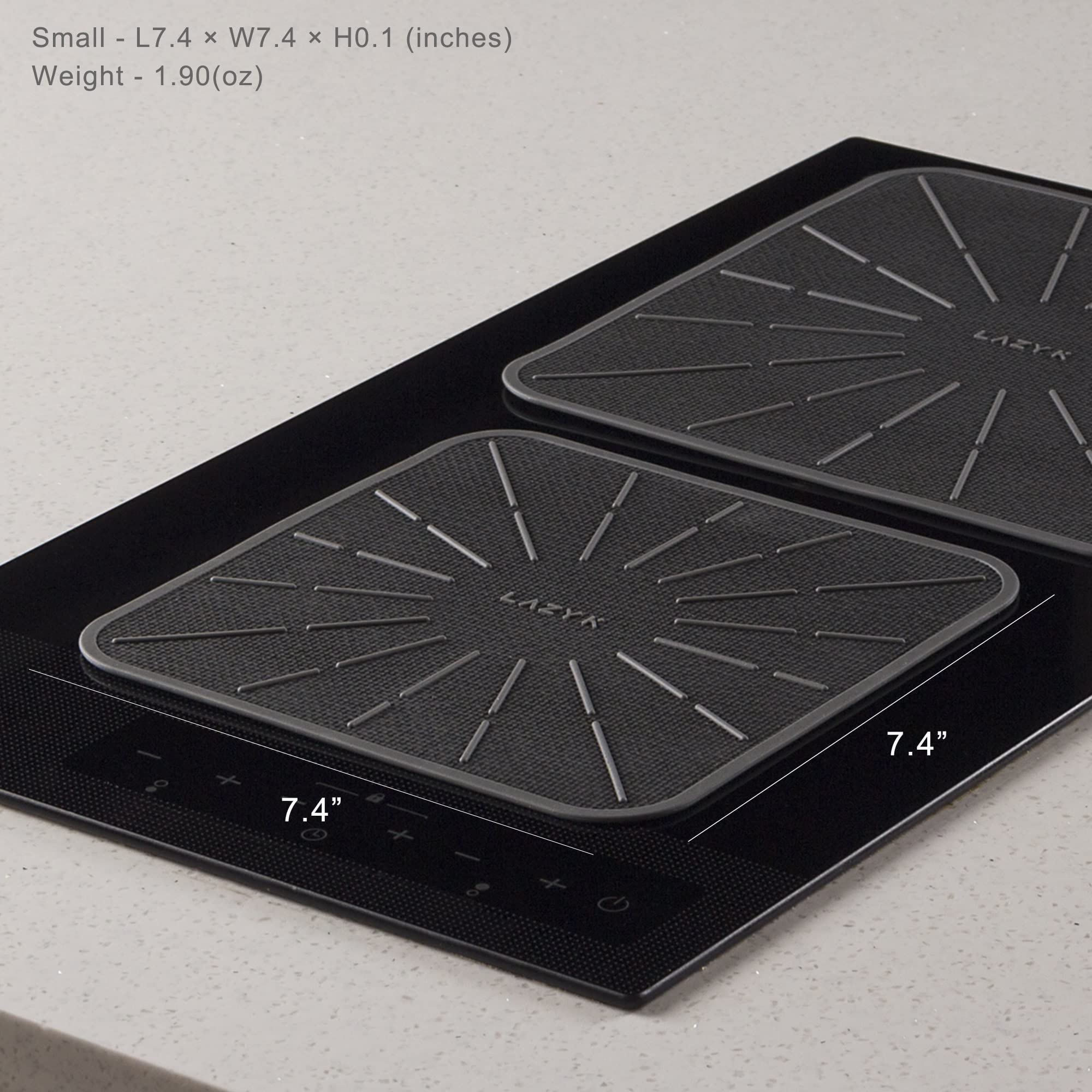 Non-Slip Silicone Fiberglass Induction Cooktop Mat - Magnetic Stove Protector - Prevents Pots from Sliding While Cooking - 7.4 Inch Square Black - Perfect for Kitchen Safety & Easy Cleaning