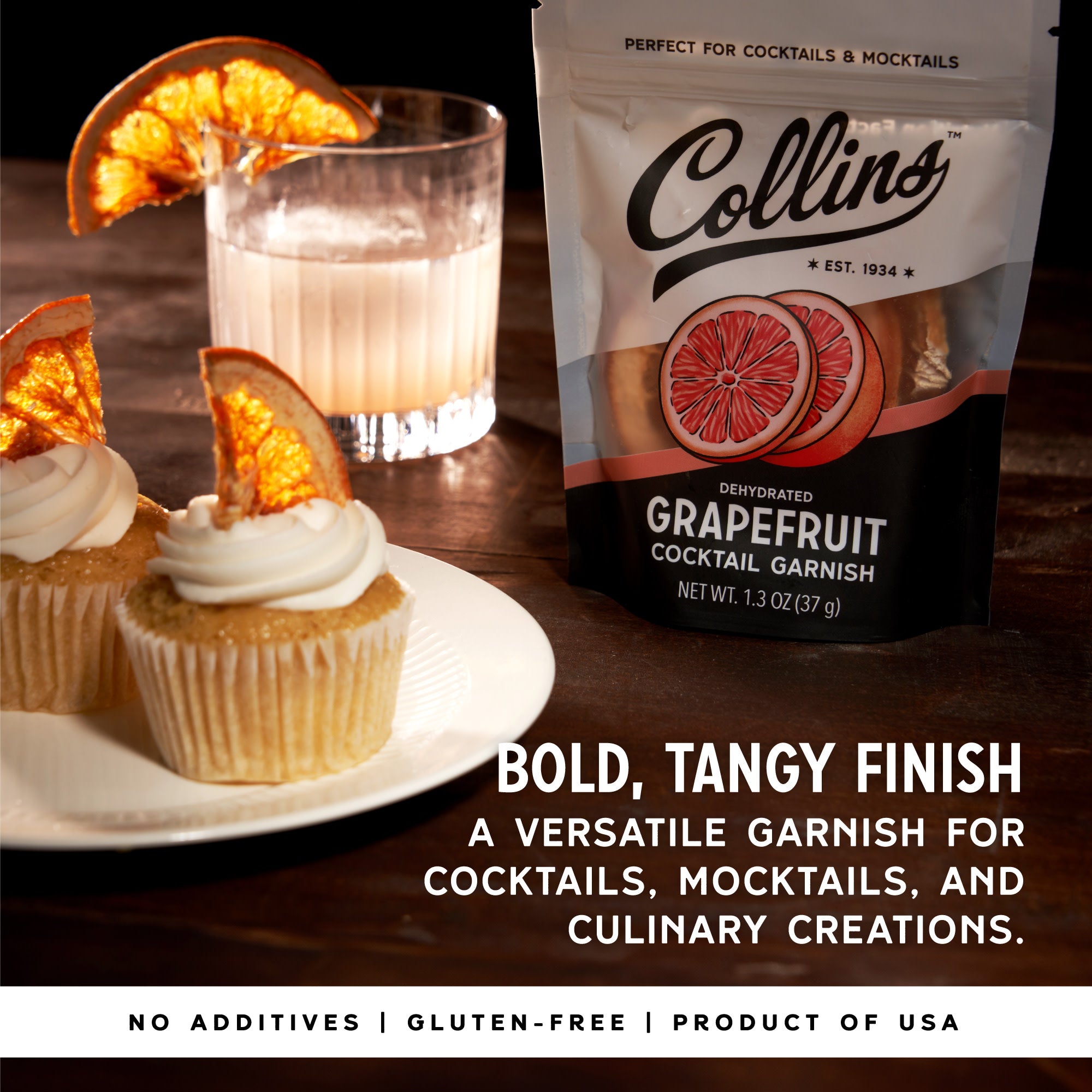 Dehydrated Grapefruit Slices for Cocktails - 1.3 oz Pack | Perfect Garnish for Drinks, Mocktails & Desserts | Vegan & All-Natural Cocktail Decorations