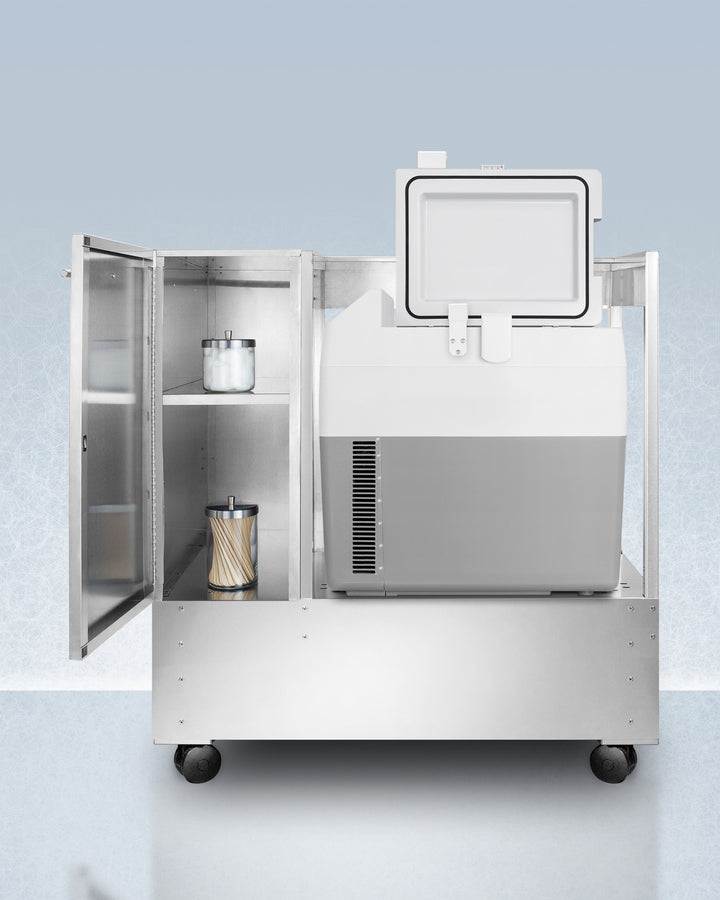 Accucold SPRF36LCART Stainless Steel Rolling Cart with Portable Refrigerator & Freezer - Perfect for Outdoor Camping, Tailgating, and Home Kitchen Use