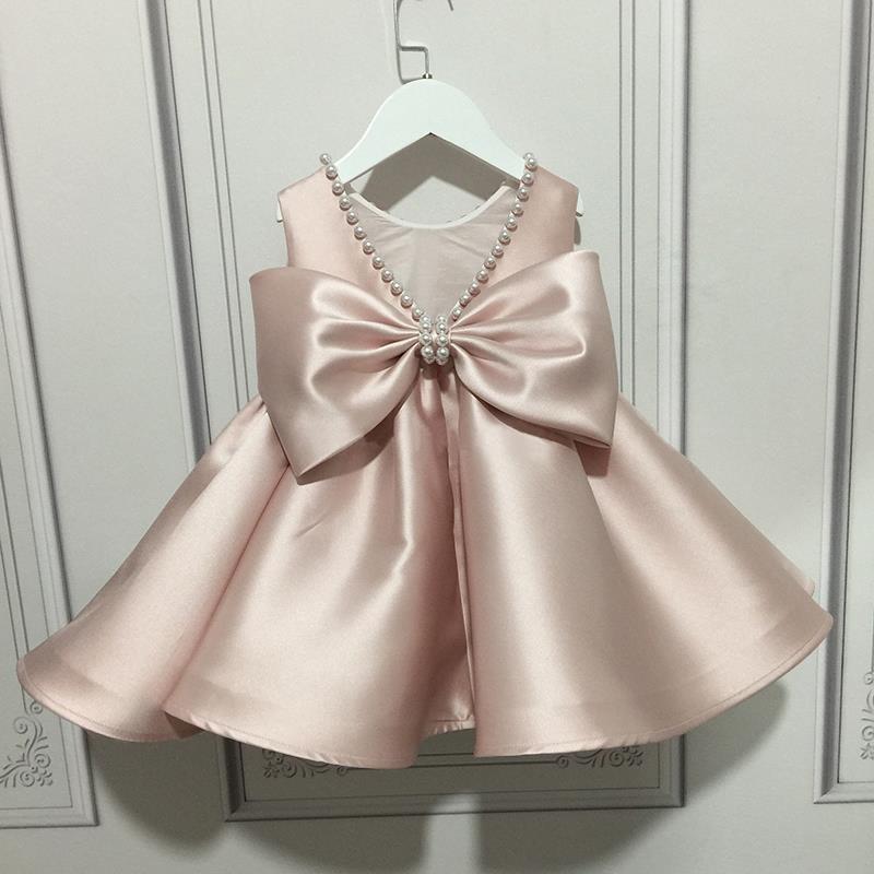 Elegant Baby Gray Pink Deep V-Neck Sleeveless Princess Dress for Toddler Girls - Perfect for Birthday Parties, Photo Shoots & Special Occasions