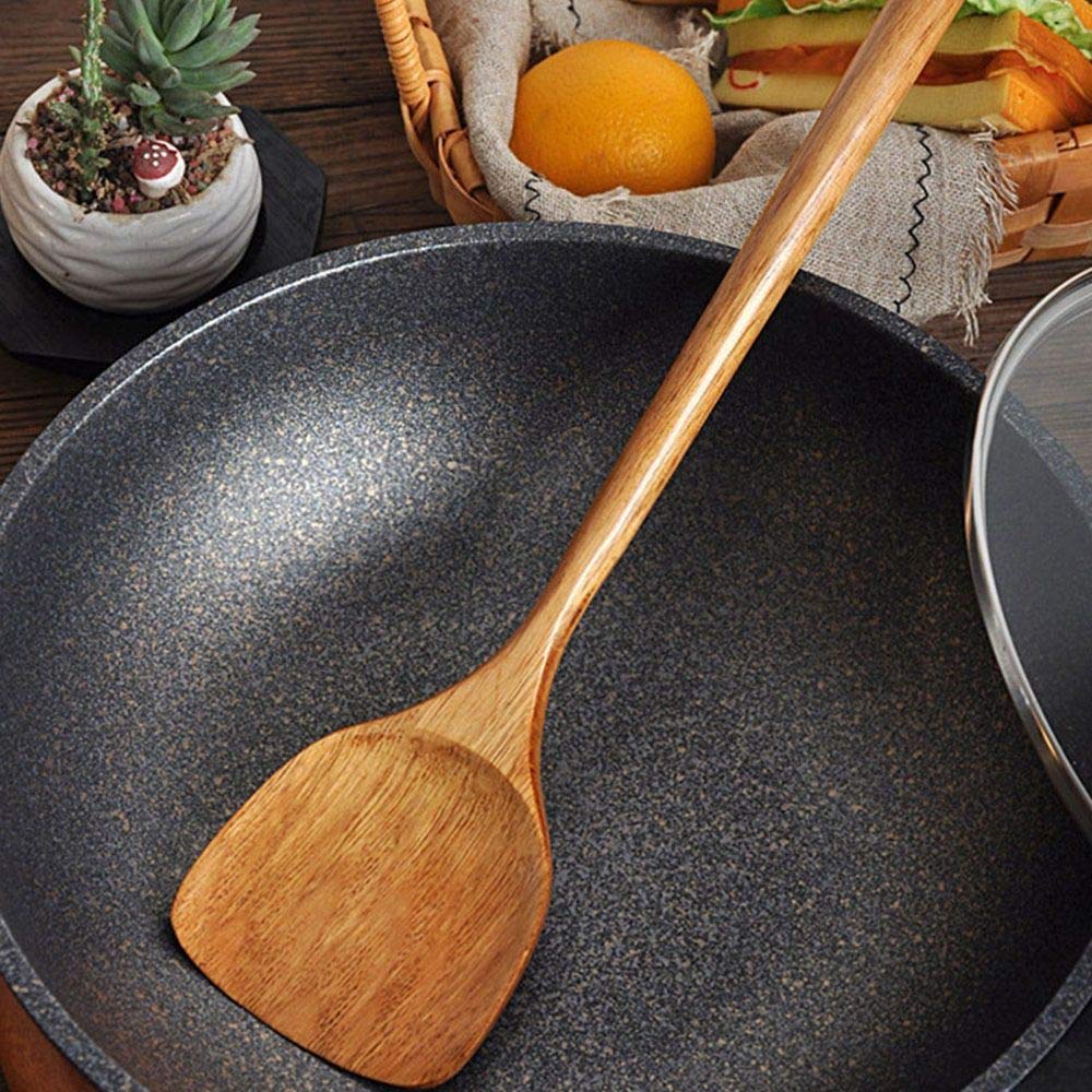 Wooden Non-Stick Spatula for Cooking - Natural Wood Wok Turner, Frying Pan Utensil for Stir-Fry, Scrambled Eggs & Pancakes - Perfect Kitchen Tool for Sauteing & Flipping Food