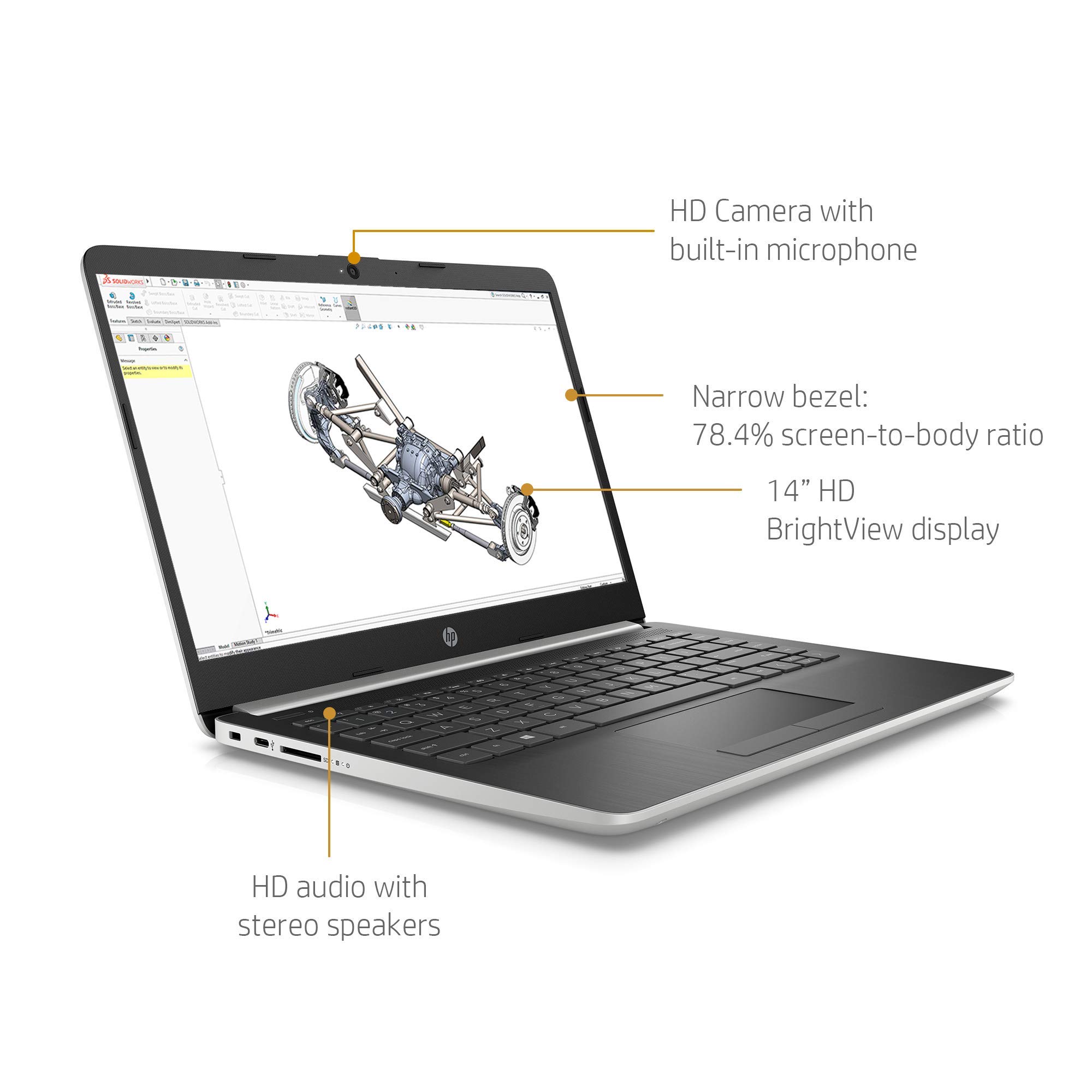 HP 14-inch High Performance Laptop - AMD Ryzen 3 3200U (2.6GHz up to 3.5GHz), Vega 3 Graphics, 4GB DDR4 RAM, 128GB SSD, WiFi, Bluetooth, HDMI, Windows 10 (Renewed) - Perfect for Students, Remote Work & Everyday Computing