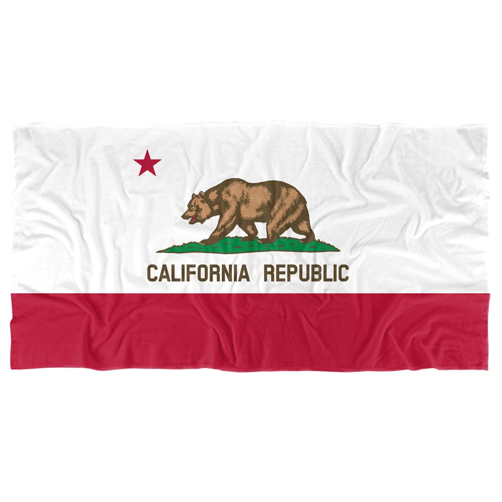 California Flag Beach Towel 30x60 Inches - Large Soft Absorbent Quick-Dry Towel for Beach, Pool, Picnic & Outdoor Activities