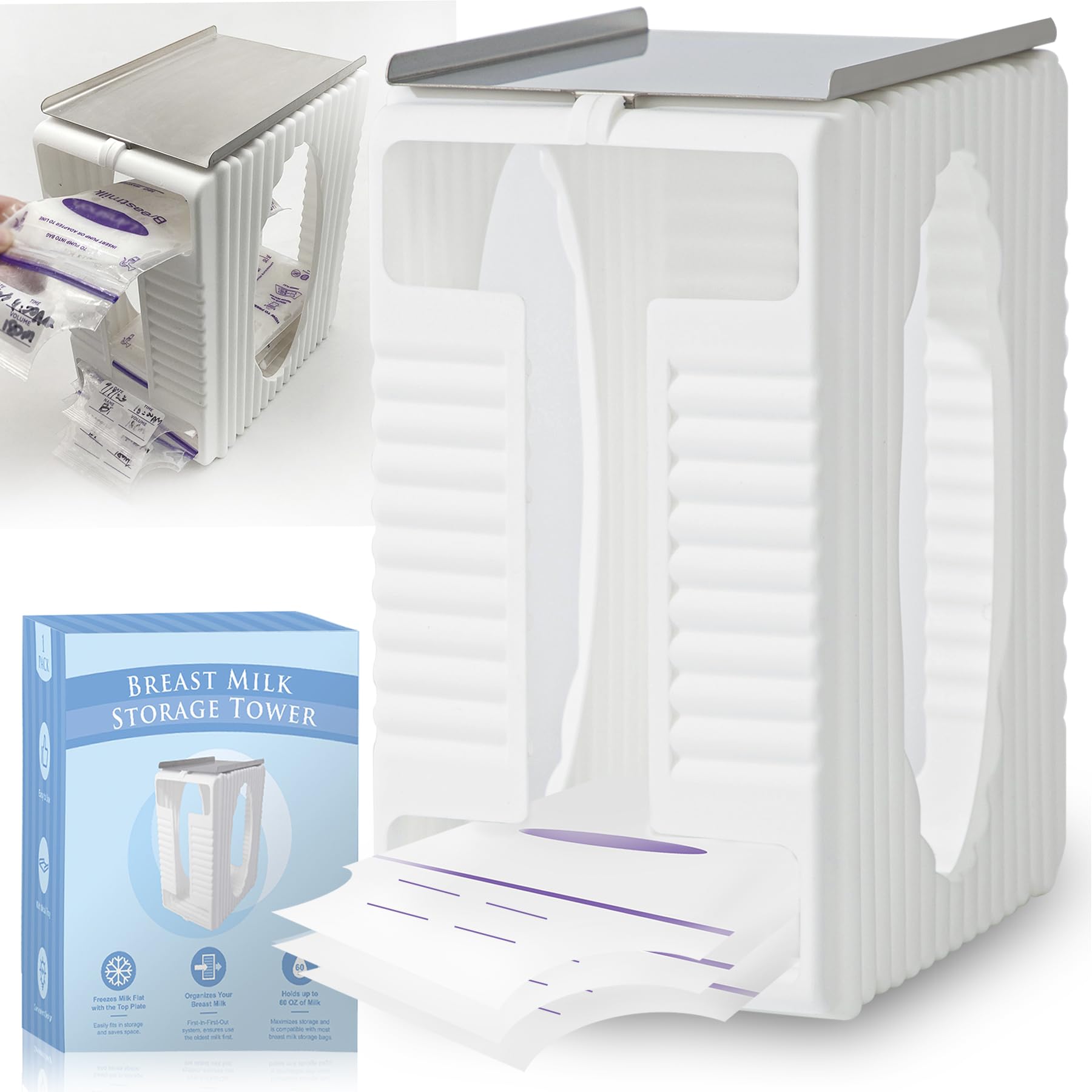 Best Breastmilk Storage Containers for Fridge & Freezer - BPA-Free Breast Milk Storage Bags with Quick Freeze Metal Tray - Perfect for Organizing and Preserving Breastmilk at Home or Work