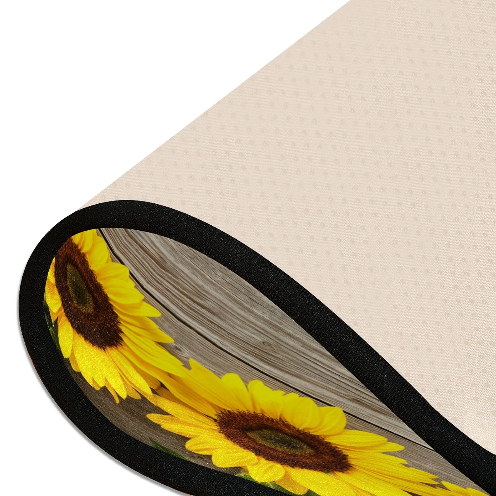 Sunflower Yellow Sweet Home Non-Slip Wooden Runner Rug - 2x6 FT Soft Indoor Area Carpet for Hallway, Kitchen, Bathroom & Bedroom Entry | Perfect for High-Traffic Areas & Cozy Home Decor